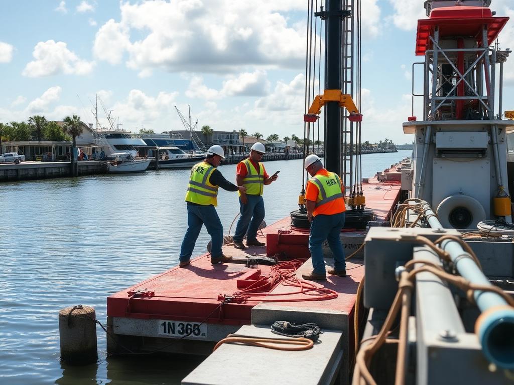 Crocker Marine crew working at a Southwest Florida waterfront job site